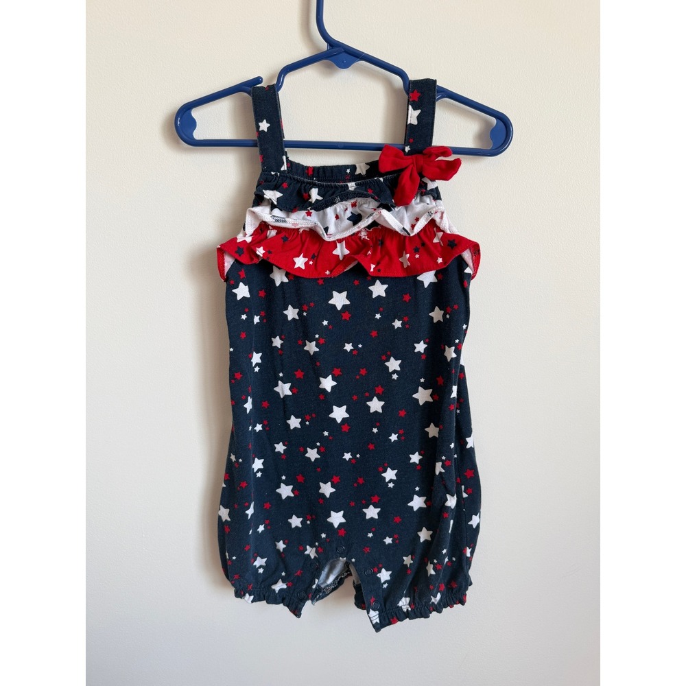 Way to Celebrate Patriotic Baby Girls Star Print Ruffle Romper 24M